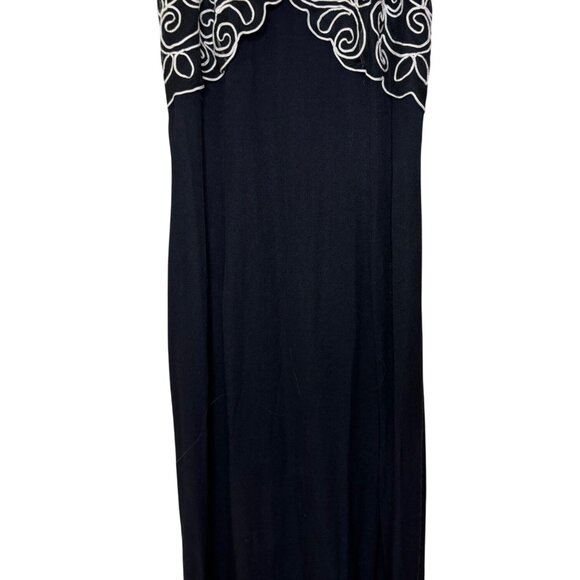 Vintage 90s Jessica McClintock Black Sleeveless Maxi Dress Embroidery Sz 7/8 - Picture 3 of 9